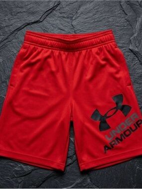 Under Armour Red Men's Athletic Shorts with Black Logo